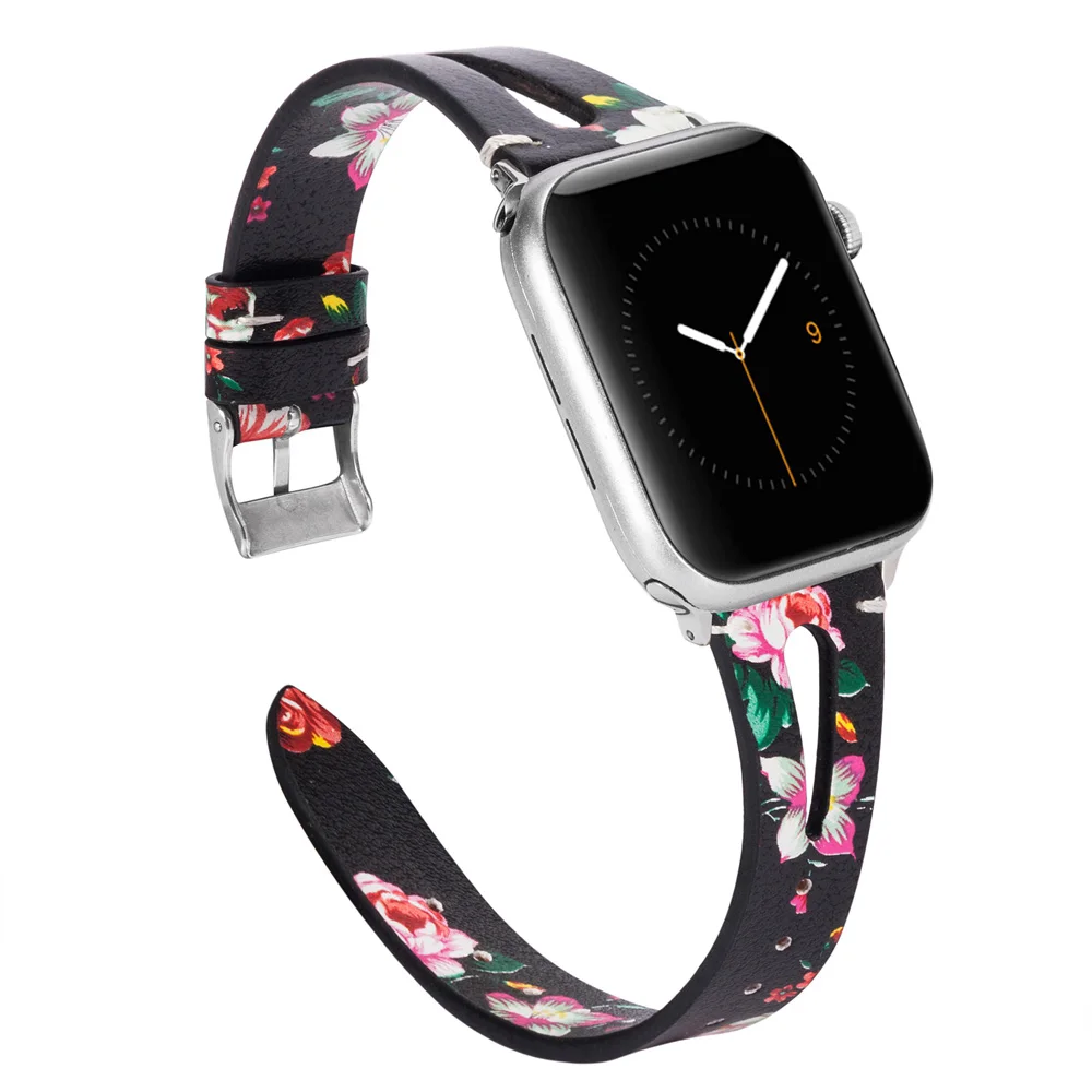 Подходит для кожаных часов Apple Watch 38 мм/42 мм женские сменные полосы для iWatch элегантный женский внешний вид мягкий 44 мм 40 мм - Цвет ремешка: BKRed