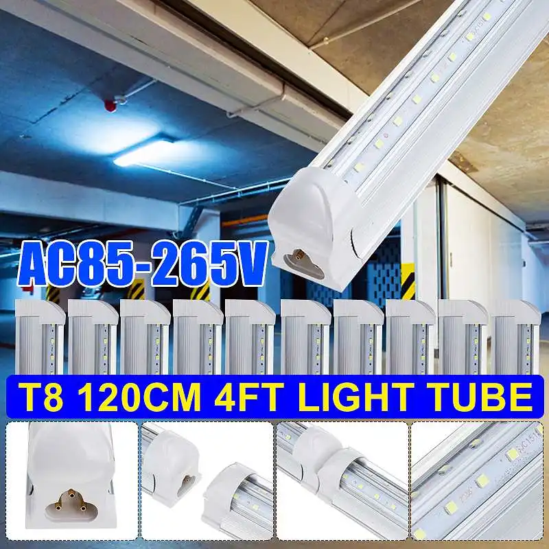 

10PCS T8 LED Tube Light 36W Integrated Wall Tube 120CM 4ft 300mm T8 Led Lights SMD 2835 Lighting 3600lm Cold White AC85-265V