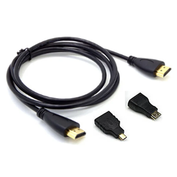 

3 in 1 HDMI to Mini & Micro HDMI V1.4 Converter Adapter Cable Black, 1M