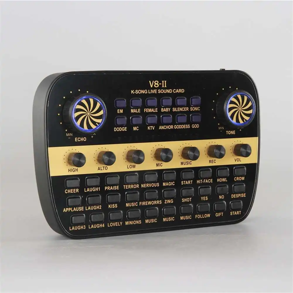 V8-II Audio Mixer Sound Card Microphone Live