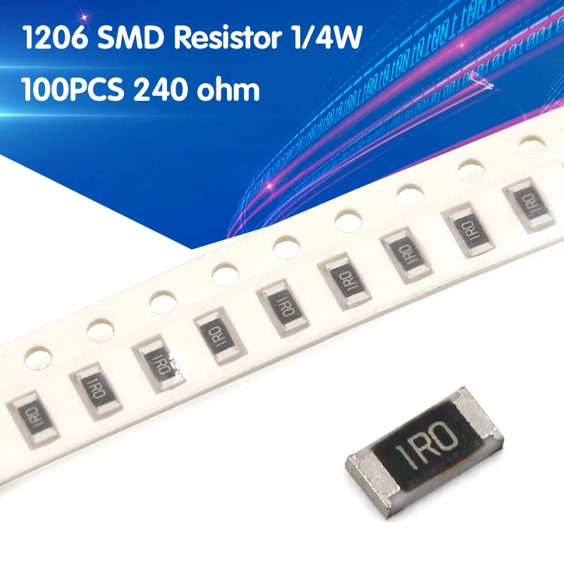 

100PCS 1206 SMD Resistor 240 ohm chip resistor 0.25W 1/4W 240R 241 new original