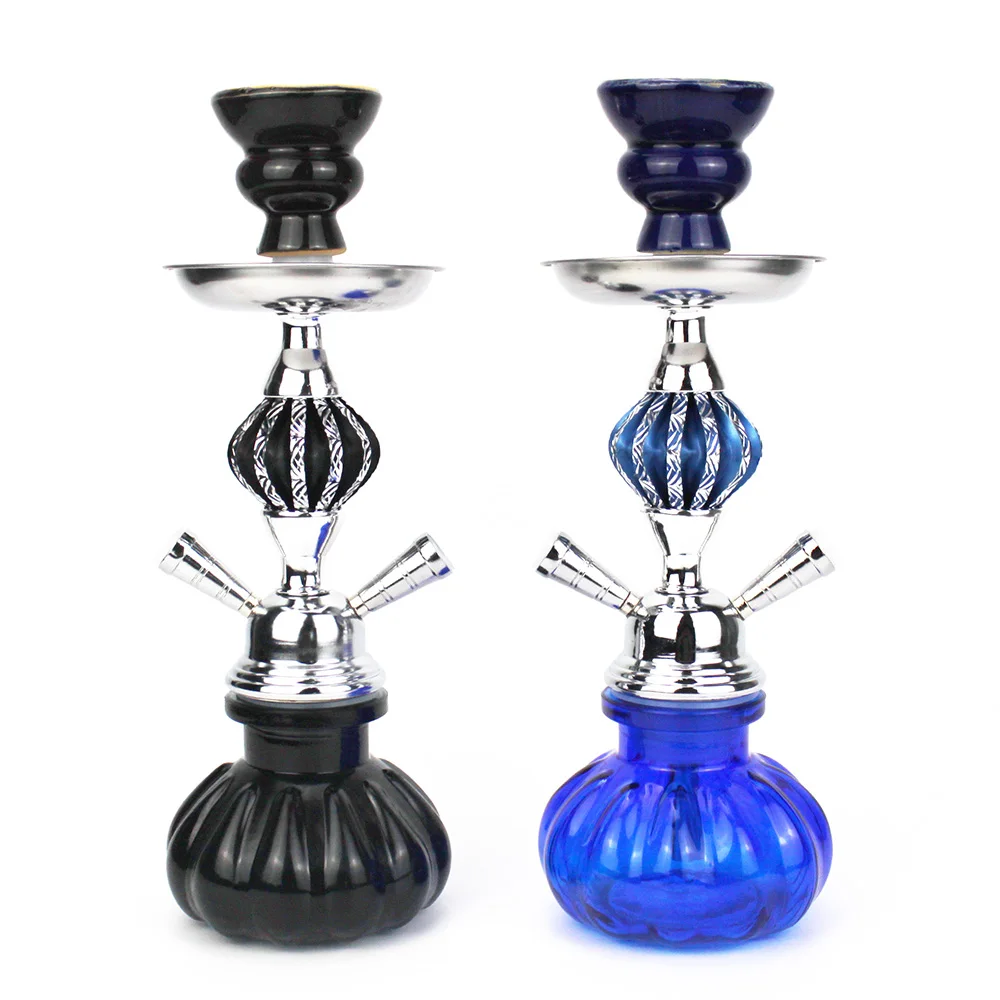 Glass Shisha Set Ceramic Bowl Single or double pipe Synthetic Leather Hose Metal Charcoal Tongs Narguile Sheesha Hookah Set