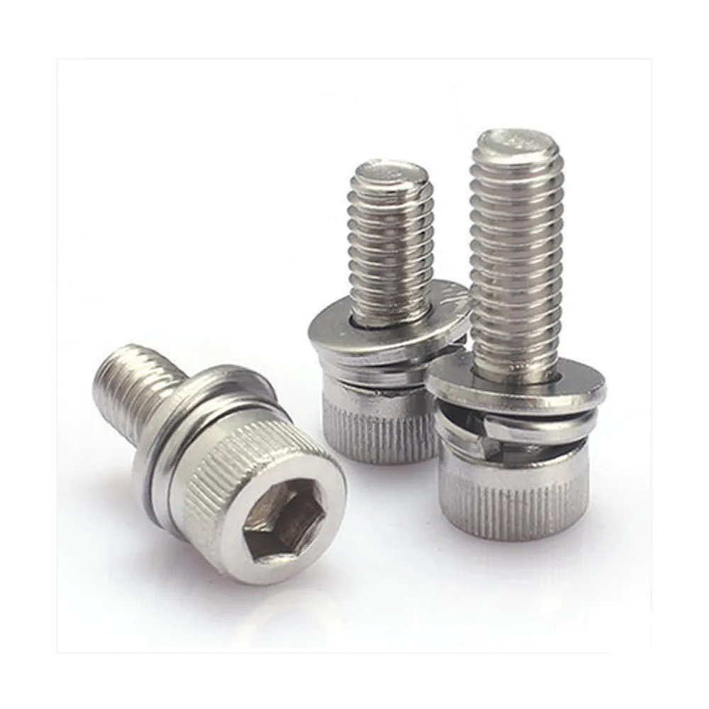 

M5/M6/M8 Hexagon Socket Head Cap Screws Spring Washer Three Combination Vis Inoxydable Parafuso Inox Viti DIN6900/DIN912