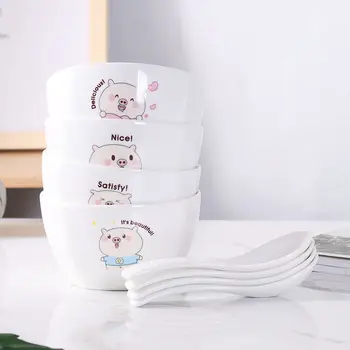 

Cute Cartoon Ceramic Japanese Bowl Creative 4.5 Inch Household Rice Bowl Personality Net Red Bowl Square Bowl Set Salad Bowl