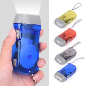

Manual Wind-up Hand Pressing Power Generator Dynamo Powered Flashlight 3 LEDs Emergency Torch Lamp for Outdoor Hiking Camping