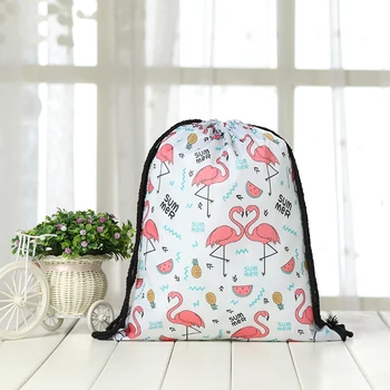

drawstring Backpack drawstring bag fashion Women 3D printing travel softback men Casual bags unisex drawstring shoulder Flamingo