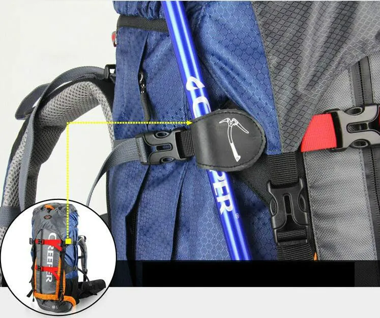 Creeper Professional Waterproof Rucksack External Frame Climbing Camping Hiking Backpack Mountaineering Outdoor Sport Bag 60L