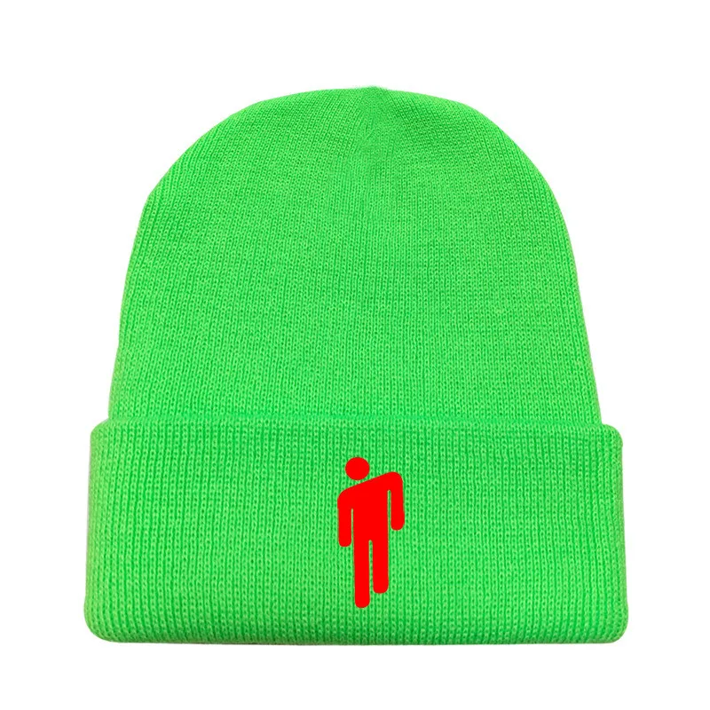 4 цвета, вязаная зимняя шапка Billie Eilish, одноцветная вязаная шапка в стиле хип-хоп, шапка Skullies, подарки, теплая зимняя шапка для мальчиков и девочек - Цвет: green - style 4