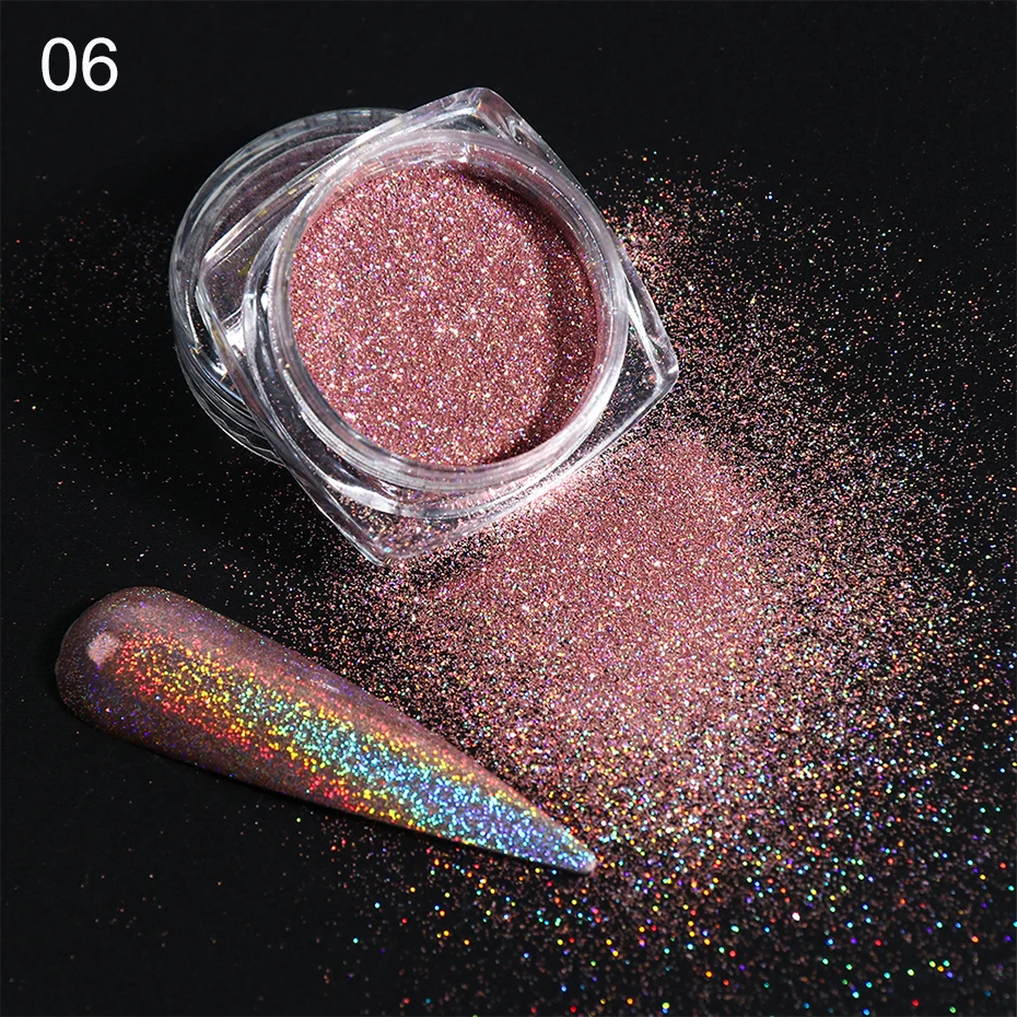 Holographic Nail Glitter Powder Laser Dipping Sequins Pigment Nail Art Gradient Mirror Chrome Dust Shining Polish Flakes BE1028-2 (10)