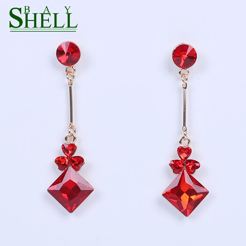 

Shell Bay Crystal Earrings Jewelry 2020 Drop/Red Earrings for Women Fashion Long Earrings Zirconia Bridal Earring Girls Wedding