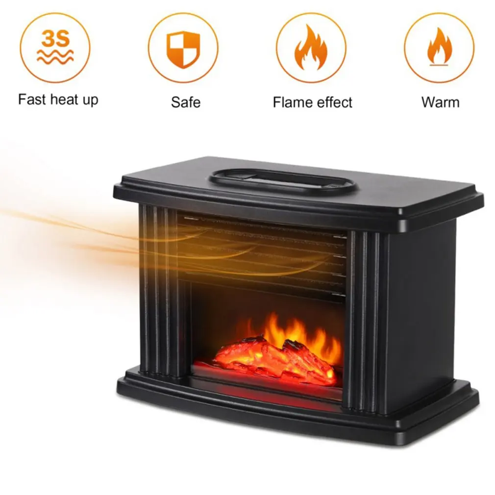 

Desktop Mini Electric Warmer 1000W Electric Heater Fireplace Modeling Warm Air Heater Desk Table Heater for Home Office