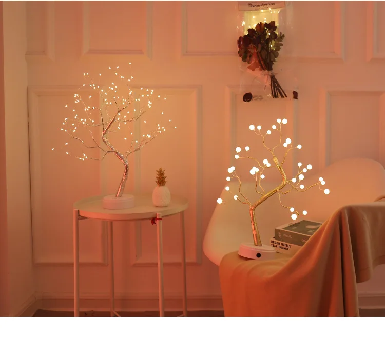 Details about   LED Night Light 3D Table-Lamp Wire Christmas Tree Fire LED Decoration 