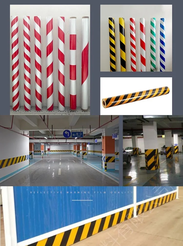 

60CM Twill Spacing 5/7/10CM Telegraph Poles Road Barrels Self-adhesive Film Traffic Safety Warning Dark Reflective Sheeting