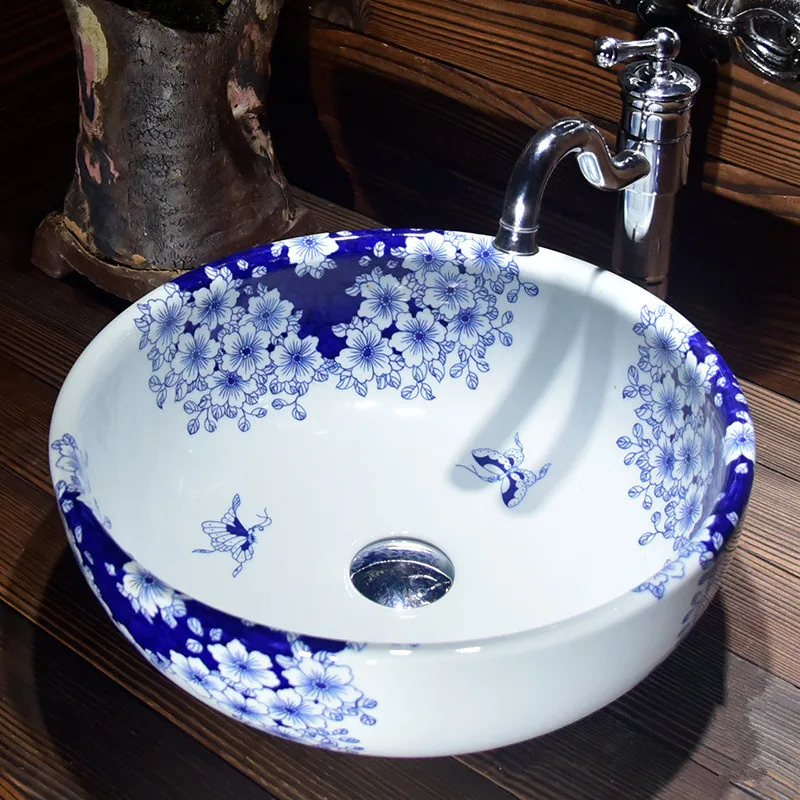 Керамическая раковина Jingdezhen для умывальника ванной комнаты круглая