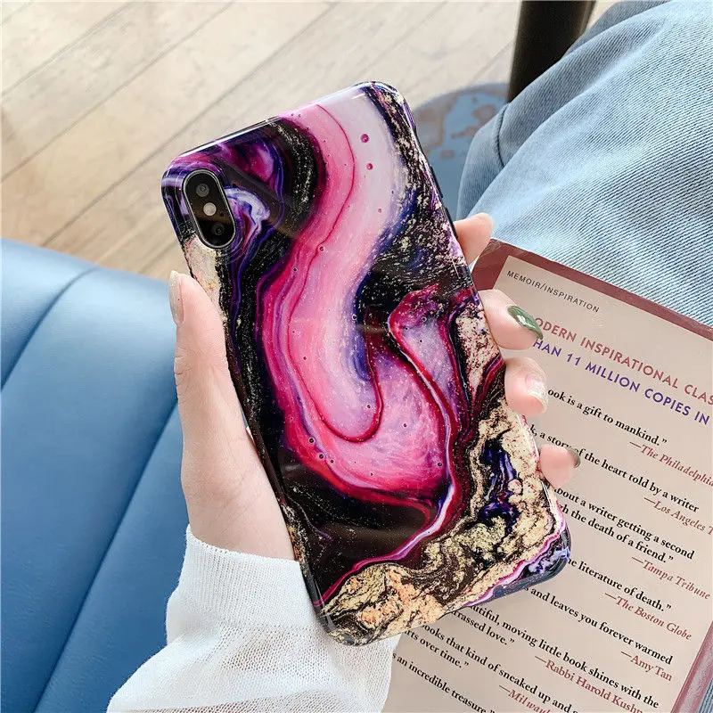 A Мраморный чехол для Coque iphone 7 XS MAX, мягкая задняя крышка из ТПУ для iphone 6 6S 7 8 Plus iphone X XR, чехол для телефона - Цвет: A