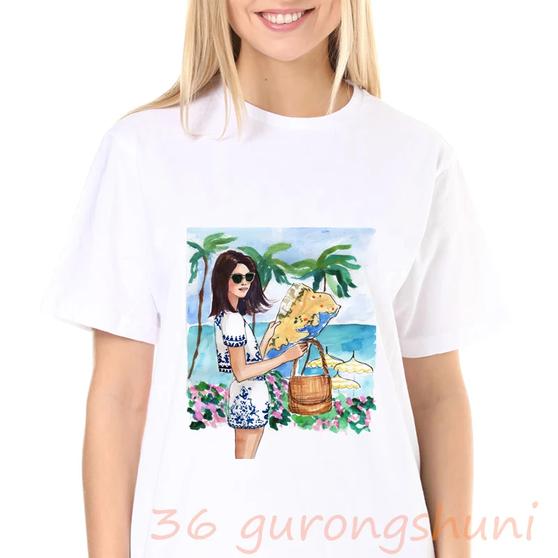 

summer graphic tees tops Beach tshirts gothic kawaii e girl tshirt women t shirt korean vintage clothes fashion dropshipping