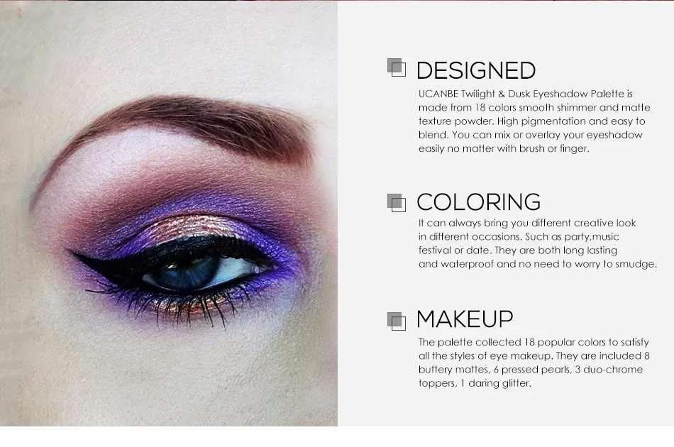 UCANBE, мерцающие матовые тени для век, палитра для макияжа, 18 цветов ...