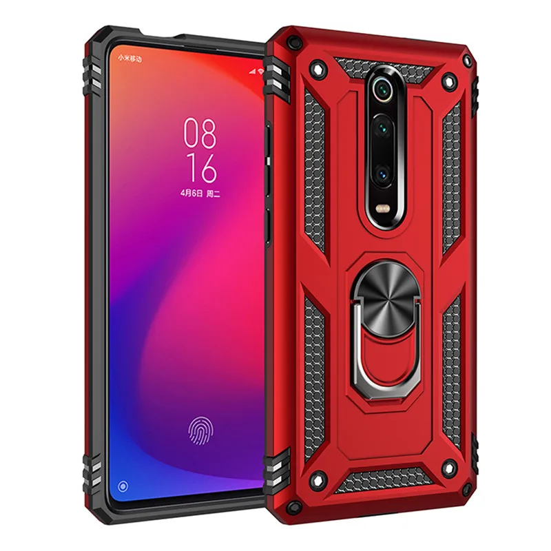 

Rugged Armor Case For Xiaomi Redmi K20 / K20 Pro Magnetic Finger Ring Holder Bumper Protection Cover For Mi 9T Mi9t pro Coque