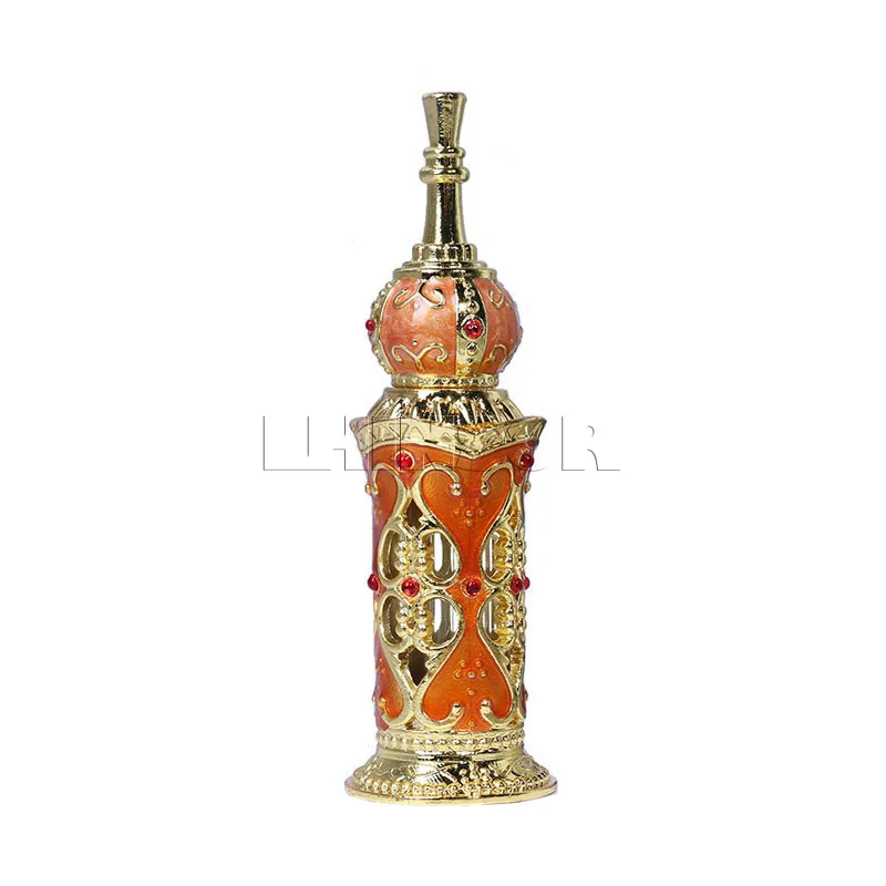 12 мл в арабском стиле, строительный Ретро металлический флакон для парфюма, античный стеклянный цветочный флакон, флаконы для эфирного масла, Пустые контейнеры Doterra - Цвет: Orange