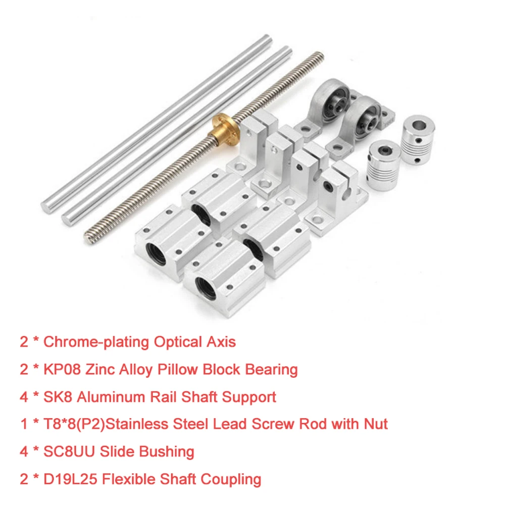 

15pcs/set 400mm Optical Axis Guides Bearing Housings Linear Rail Shaft Support Screws Set slides slipway sliding door system