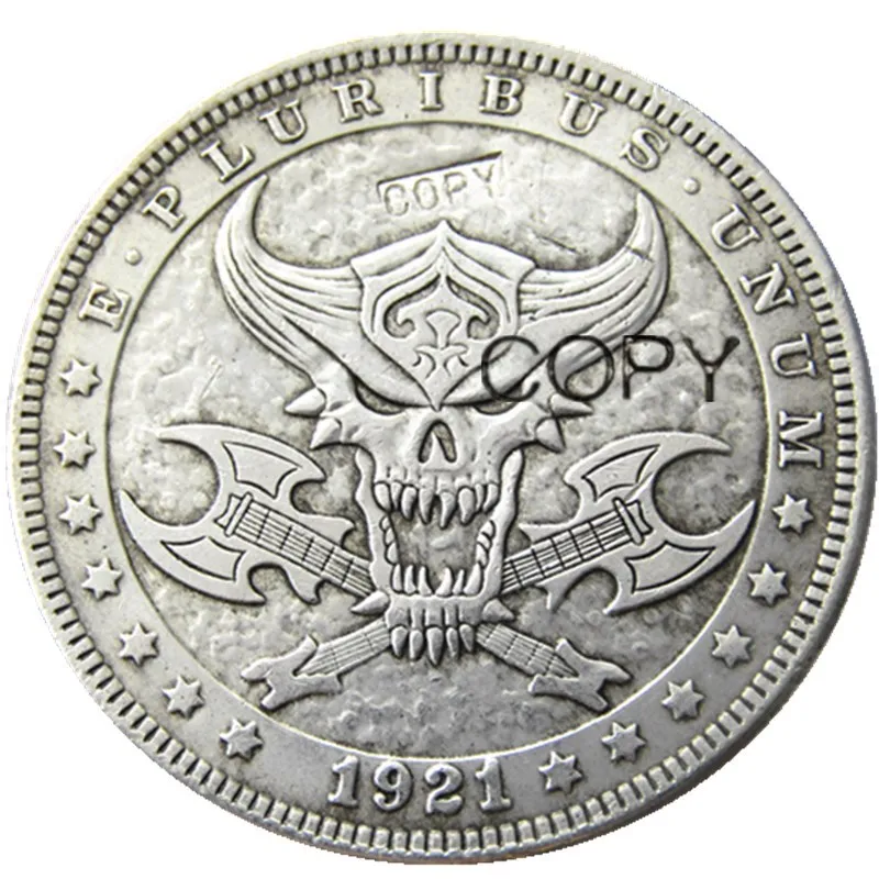 

HB(87)US Hobo 1921 Morgan Dollar Skull Zombie Skeleton Silver Plated Copy Coins