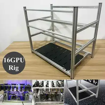 

Aluminium 16 GPU Graphics Card Chassis Rack Open Air Mining Case Computer Graphics Chassis Frame Miner Frame Rig Temp Monitor