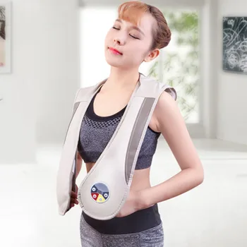 

Shoulder Back Massager Shawl Shoulder Strap Back Smasher Hammer Electric Long Shawl PU leather Khaki