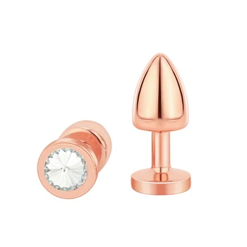 Rainbow Rose gold pink silver mini small size round jewerly Crystal Metal anal beads butt plug Jewelry sex toy for female male 3