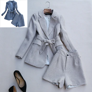 

Suit women 2020 spring new fashion small fragrance wind suit jacket wide leg shorts two-piece temperament women's clothes set