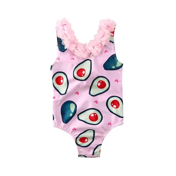 

6M-5Y Kid Baby Girl Flower Swimsuit Backless Lace Avocado Swimwear One Piece Beachwear Bathing Suit Bodysuit