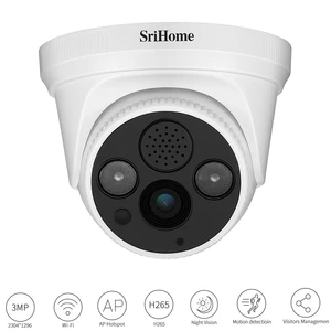 SriHome SH030 HD 3MP 1296P IP Camera H.265 Wifi Camera AP Hotspot 3X Digital Zoom Motion Detection Alarm Security CCTV Cameras