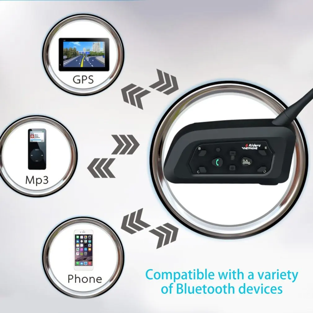 Металлический зажим+ V6 Pro 6 мотоциклист шлем BT Interphone 1200 беспроводной Bluetooth домофон стереогарнитура, музыка