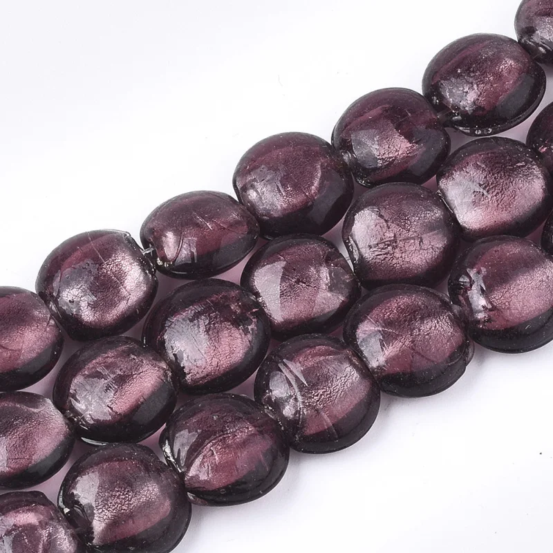 Purple Pandahall 200 шт./лот 12x8 мм разные цвета в произвольном порядке плоские круглые туфли ручной работы серебристого цвета; Фольга Стекло бусины Spacer бисера аксессуары для изготовления украшений своими руками - Цвет: Purple