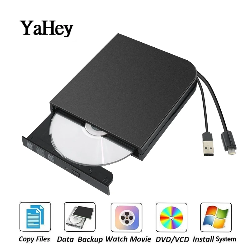 

YaHey 2019 Type C USB2.0 External CD Drive Portable DVD/CD RW Burner Optical CD/DVD RW Writer Recorder for Laptop PC HP ACER