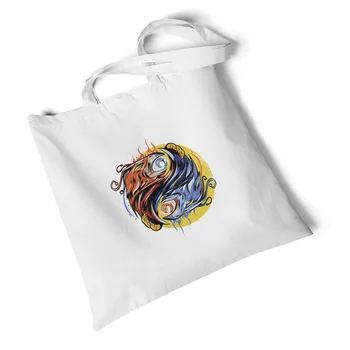 

Lychee Girls Dragon Phoenix Print Women Canvas Bag Foldable Reusable Tote Shoulder Bag Storage Large Shopping Bag Handbag