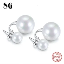 Новое поступление, роскошные серьги из стерлингового серебра 925 пробы, подлинные высококачественные жемчужные серьги-гвоздики, модные ювелирные изделия для женщин, подарки