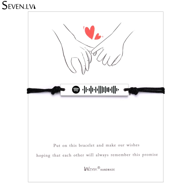 Pulsera de música de código Spotify personalizada, joyería de acero inoxidable, pulsera de cuerda tejida a mano, tarjeta de canción creativa, joyería para mujeres y hombres