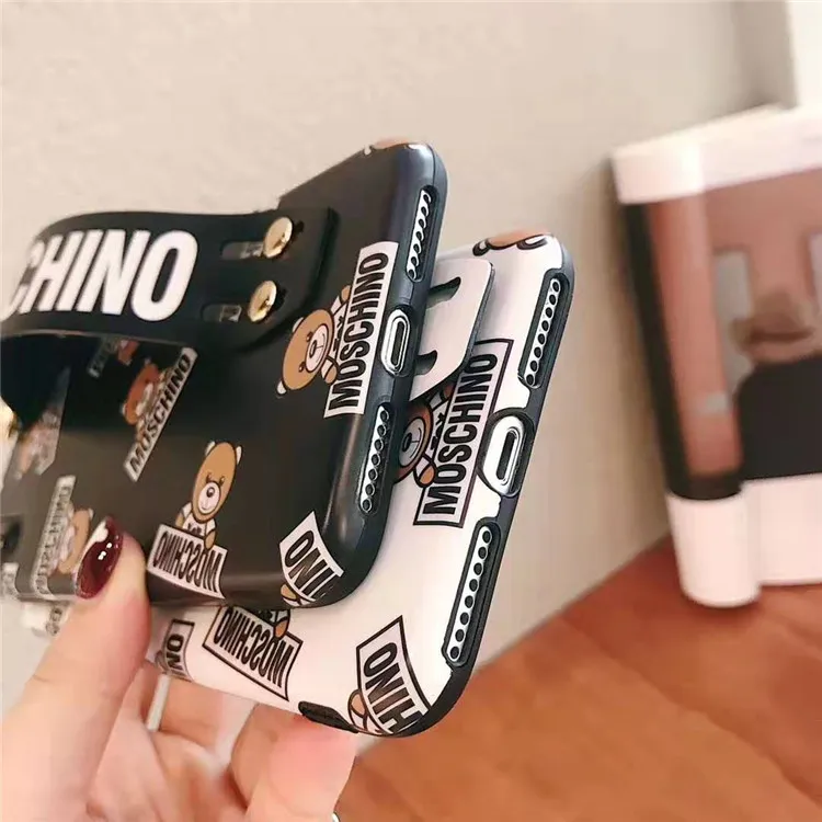 Популярный милый 3D мультяшный плюшевый мишка на запястье чехол для телефона для iPhone 6 6S 7 8 Plus X XR XS MAX 11 Pro Max мягкий кожаный чехол