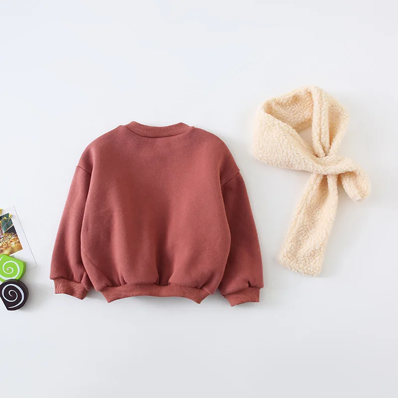 Ceny Bluza polarowa bluzy dziewczęce maluch sweter ciepła koszula dziecięce chłopięce dziecięce jesienne dorywczo bawełniane zimowe ubrania z szalikiem