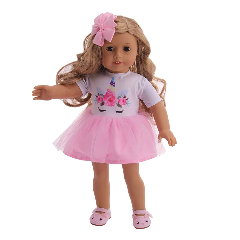 Кукольная одежда животные Лоскутная юбка Единорог платье подходит 18 дюймов американская кукла и 43 см детская кукла наше поколение девочка Рождественская игрушка - Цвет: n1727