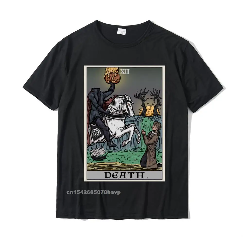 Street T-shirts Short Sleeve Personalized New Arrival Men Labor Day Tops Tees Personalized Sweatshirts Crew Neck 100% Cotton Death Tarot Card Headless Horseman Gothic Spooky Halloween Sweatshirt__2634.Death Tarot Card Headless Horseman Gothic Spooky Halloween Sweatshirt  2634 black.