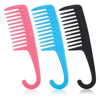

3 Pieces Wide Teeth Combs Shower Comb- Pink, Black and Blue