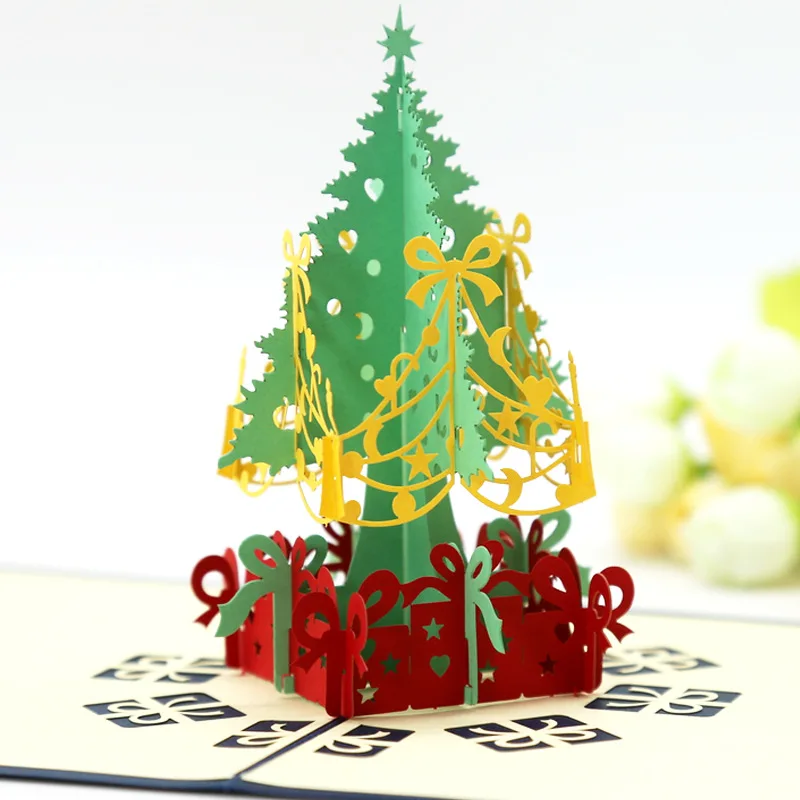 

1pcs 3D Christmas Tree Greeting Card Happy New Year Greeting Card party decoration Christmas party decorations