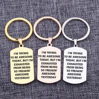 

Inspirational Inscription Dog Tag Pendants Jewelry Keychain Military Tag Keyrings Stamp Gifts Key Holder Inspire Keychains