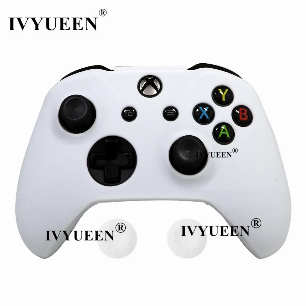 Белый IVYUEEN для microsoft Xbox One X S тонкий контроллер силиконовый чехол+ аналоговые палки с захватом колпачка для X Box One 1 X S геймпад - Цвет: Белый