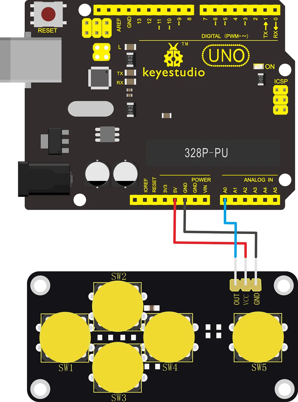 Модуль кнопки Keyestudio AD для Arduino