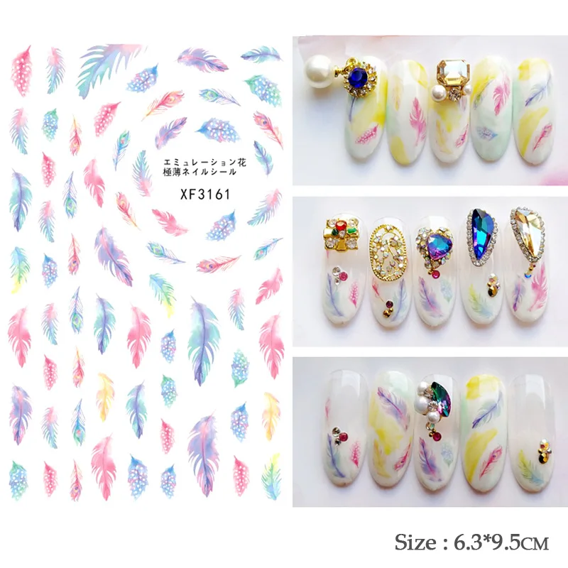 Красочные стикеры 3D на ногти Nail Art Переводные снежинки дизайн золото наклейка