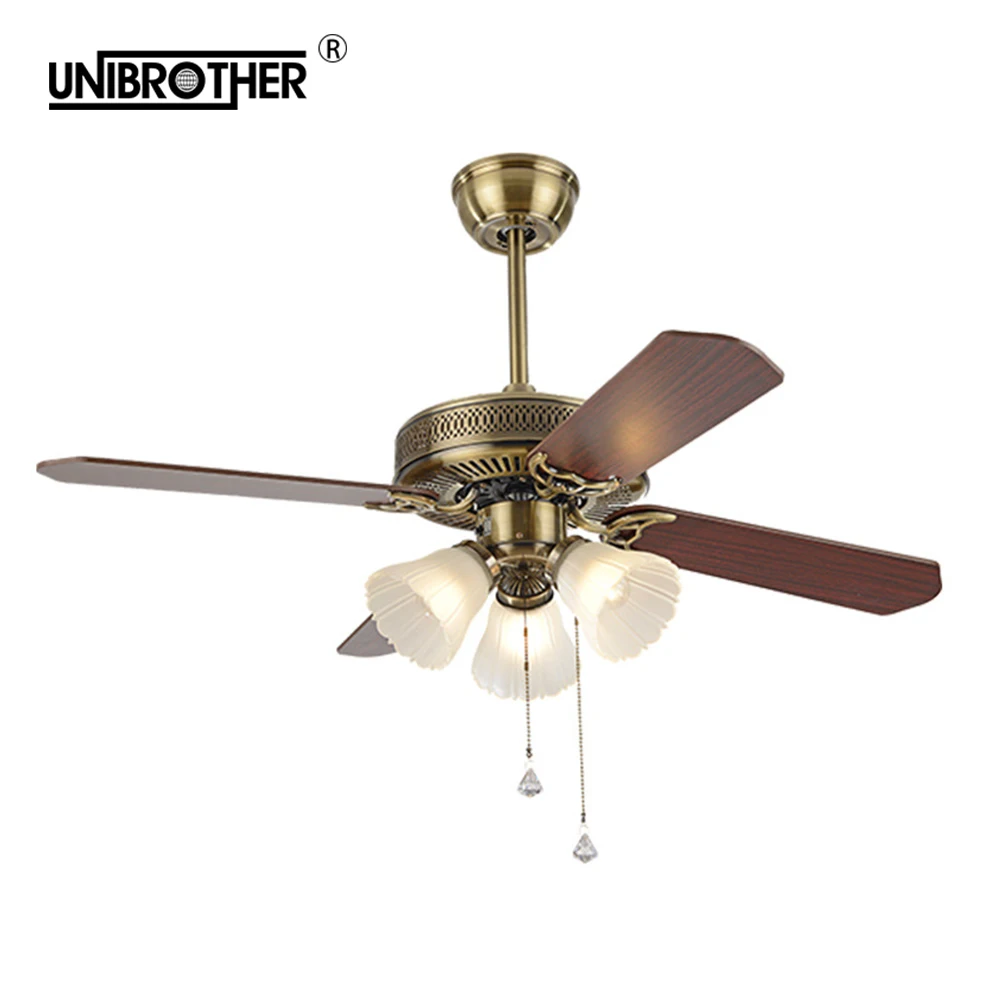

42 inch America 110V Wood ceiling fan lamp remote control retro decora restaurant Living room lighting 220V good sleep silence