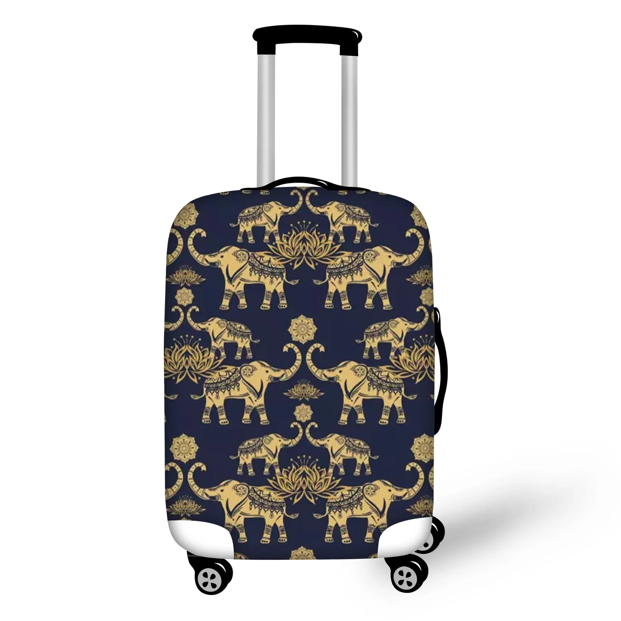 QB024 FORUDESIGNS Elastic Luggage Covers Art Elephant And Lotus Travel Accessories Trolley Baggage Apply to 18-32inch Suitcase Covers - Цвет: QB024