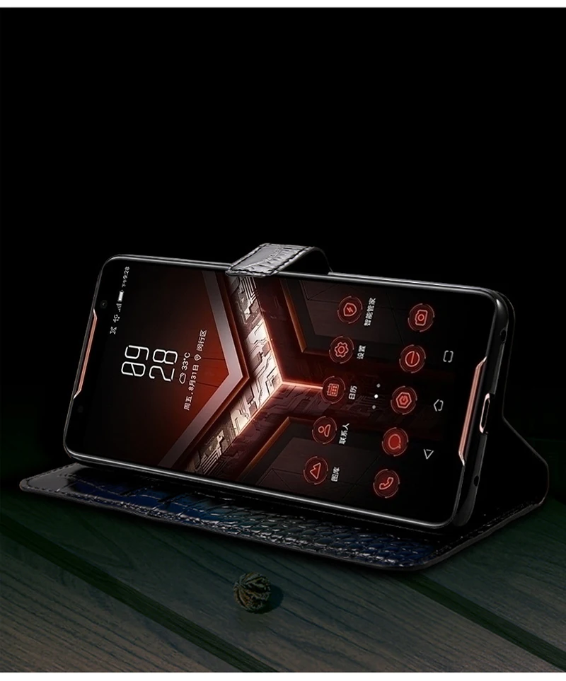 Для Asus ROG Phone II ZS660KL чехол Высококачественный мягкий силиконовый защитный чехол из натуральной кожи с отделением для Карт Подставка чехол для телефона